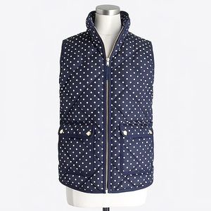 J. Crew Factory Polka-Dot Puffer Vest, Size Medium